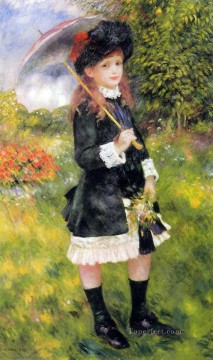 ピエール=オーギュスト・ルノワール Painting - 日傘を持つ少女 ピエール・オーギュスト・ルノワール
